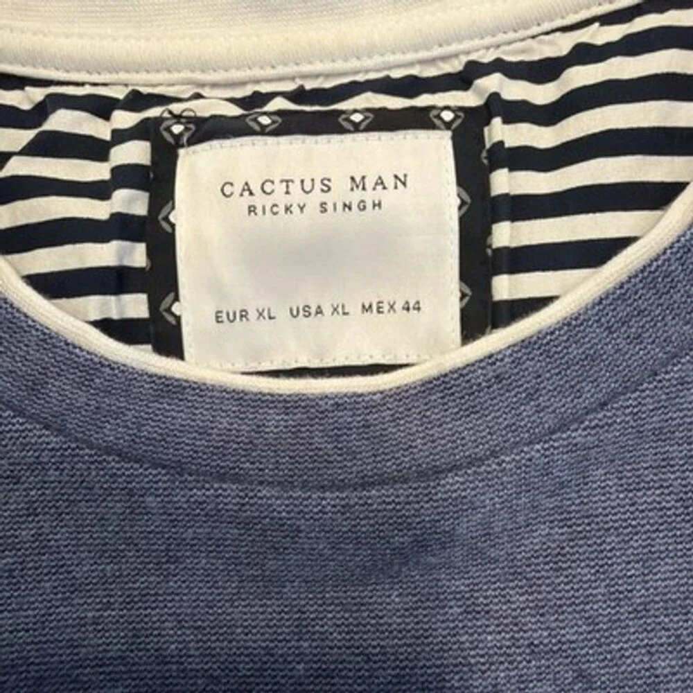 Cactus Man Ricky Singh Mens Blue Crewneck Comfy Soft Cotton Blend L Nautical